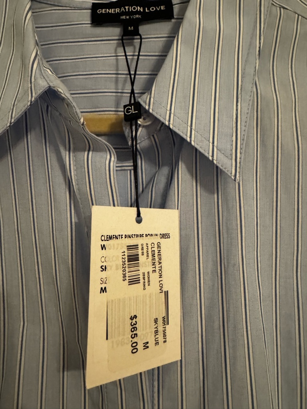 NWT Generation Love Light Blue Pinstripe Button-Front Shirt Dress - Picture 6 of 7